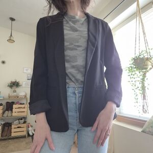 Old Navy Black Ponte Knit Stretch Blazer • Single Button • Size M